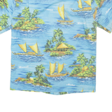 ROYAL CREATIONS Mens Hawaiian Shirt Blue Crazy Pattern M
