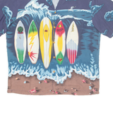 PARADISE FOUND Mens Hawaiian Shirt Blue Crazy Pattern L