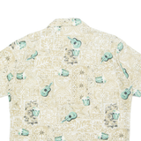ROUNDY BAY Mens Hawaiian Shirt Beige Crazy Pattern L