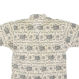 BILLY OBJECTS Mens Hawaiian Shirt Beige Crazy Pattern S