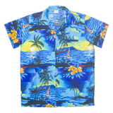 KING KAMEHA Mens Hawaiian Shirt Blue Crazy Pattern L