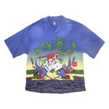 CHILIWEAR Mens Hawaiian Shirt Blue Crazy Pattern XL