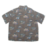CROFT & BARROW Mens Hawaiian Shirt Brown Crazy Pattern XL