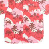 COCA COLA Womens Hawaiian Shirt Pink Floral M