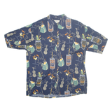 NATURAL ISSUE Mens Hawaiian Shirt Blue Crazy Pattern L