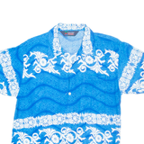 BLUE SEA Mens Hawaiian Shirt Blue Crazy Pattern L