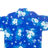 HIBISCUS Mens Hawaiian Shirt Blue Floral L