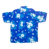 HIBISCUS Mens Hawaiian Shirt Blue Floral L