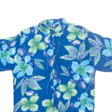 HIBISCUS Mens Hawaiian Shirt Blue Floral M
