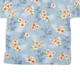 GO BAREFOOT Mens Hawaiian Shirt Blue Floral S