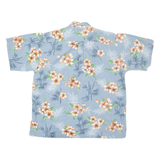 GO BAREFOOT Mens Hawaiian Shirt Blue Floral S