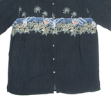 CROFT & BARROW Mens Hawaiian Shirt Black Floral XL