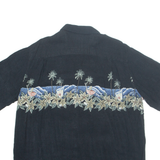 CROFT & BARROW Mens Hawaiian Shirt Black Floral XL