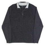 NAUTICA Mens Jumper Grey Button Neck Tight Knit L