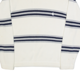 NAUTICA Mens Patterned Jumper White Striped V-Neck Tight Knit L