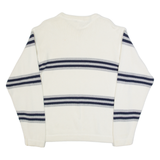 NAUTICA Mens Patterned Jumper White Striped V-Neck Tight Knit L