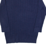 TOMMY HILFIGER Womens Jumper Blue Collared Cable Knit M