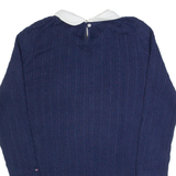 TOMMY HILFIGER Womens Jumper Blue Collared Cable Knit M