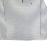 POLO RALPH LAUREN Mens Patterned Jumper Grey Striped 1/4 Zip Tight Knit 2XL