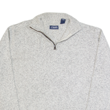 CHAPS Mens Jumper Grey 1/4 Zip Tight Knit L