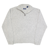 CHAPS Mens Jumper Grey 1/4 Zip Tight Knit L
