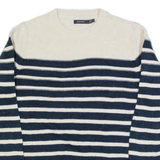 NAUTICA Womens Patterned Jumper Cream Striped Tight Knit L