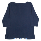 TOMMY HILFIGER Womens Patterned Jumper Blue Striped Tight Knit 3/4 Sleeve L