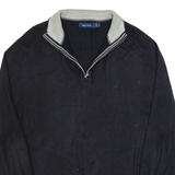 NAUTICA Mens Jumper Black 1/4 Zip Tight Knit L