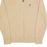 NAUTICA Mens Jumper Beige 1/4 Zip Tight Knit M