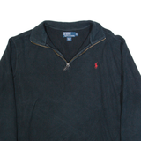 POLO RALPH LAUREN Mens Jumper Black 1/4 Zip Tight Knit XL