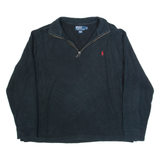 POLO RALPH LAUREN Mens Jumper Black 1/4 Zip Tight Knit XL