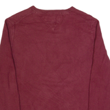 TOMMY HILFIGER Mens Jumper Maroon V-Neck Tight Knit S