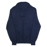 TOMMY HILFIGER Mens Jumper Blue 1/4 Zip Tight Knit S