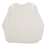 TOMMY HILFIGER Womens Patterned Jumper Beige Argyle V-Neck Tight Knit XL