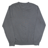 TOMMY HILFIGER Mens Jumper Grey V-Neck Tight Knit L
