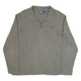 POLO RALPH LAUREN Mens Jumper Grey 1/4 Zip Tight Knit XL