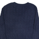 TOMMY HILFIGER Womens Jumper Blue V-Neck Cable Knit XL