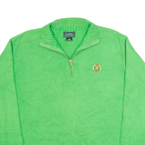 LAUREN RALPH LAUREN Mens Jumper Green 1/4 Zip Tight Knit M