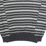 TOMMY HILFIGER Mens Patterned Jumper Grey Striped Tight Knit L