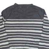 TOMMY HILFIGER Mens Patterned Jumper Grey Striped Tight Knit L