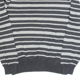 TOMMY HILFIGER Mens Patterned Jumper Grey Striped Tight Knit L