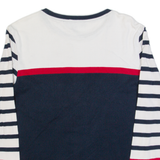 TOMMY HILFIGER Womens Patterned Jumper White Striped Tight Knit L