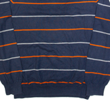 TOMMY HILFIGER Mens Patterned Jumper Blue Striped Tight Knit XL