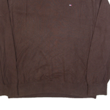 TOMMY HILFIGER Mens Jumper Brown V-Neck Tight Knit XL