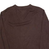 TOMMY HILFIGER Mens Jumper Brown V-Neck Tight Knit XL