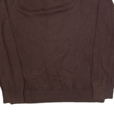 TOMMY HILFIGER Mens Jumper Brown V-Neck Tight Knit XL