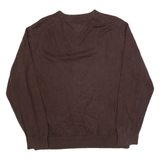 TOMMY HILFIGER Mens Jumper Brown V-Neck Tight Knit XL