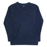 TOMMY HILFIGER Womens Jumper Blue V-Neck Tight Knit M