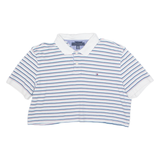 TOMMY HILFIGER Cropped Womens Polo Shirt White Striped L