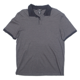 CALVIN KLEIN Mens Polo Shirt Grey Striped M